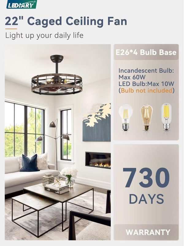 71sg5li0rML._AC_SL1500_.jpg windphoto 22 inch Caged Fandelier Ceiling Fan Light with Remote, Black Gold | 6 Speed Adjustable,Timing, Quiet & Powerful DC, Large, Farmhouse, Industrial, Enclosed, Bladeless, Bedroom, Kitchen, Downrod