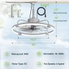 windphoto 24" Waterproof Grey Outdoor Ceiling Fan with Light for Gazebo | IP65 Wet Rated,APP Control,6-Speeds,3CCT Dimmable,Reverse DC Motor,Suitable for 12' x 14' Area,Plug In for Patio,Porch