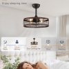 71tr7-5R5RL._AC_SL1500_.jpg windphoto 18 inch Caged Fandelier Ceiling Fan Light with Remote, Walnut | 6 Speed Adjustable,Timing, Quiet & Powerful DC, Small, Farmhouse, Industrial, Enclosed, Bladeless, Bedroom, Kitchen, Downrod