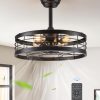 71twpOTnxJL._AC_SL1500_.jpg windphoto 20 inch Fandelier Caged Ceiling Fan with Light and Remote, Black | 6 Speed Adjustable,Timing, Quiet & Powerful DC, Small, Farmhouse, Industrial, Enclosed, Bladeless, Bedroom, Kitchen, Downrod