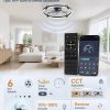windphoto 26" Low Profile Ceiling Fans with Lights, Remote/APP Control, Black | Wider Airflow, Stepless Dimmable LED, Quiet Reversible DC Motor, 6 Speeds, 3CCT, Timer, Bedroom, Living Room, Kitchen