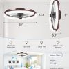 windphoto 20" Ceiling Fans with Lights, Low Profile Fandelier for Bedroom | Flush Mount Fan Light, Stepless Dimmable, App/Remote Control, 3 CCT Led, 6 Speeds, Quiet Reversible DC Motor, Brown