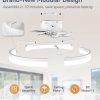 windphoto 20" Low Profile Ceiling Fans with Lights, APP & Remote, White | Flush Mount, Dimmable LED, Quiet DC Motor, Reversible, 6 Speeds, Fandelier, for Bedroom
