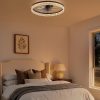 windphoto 20" Modern Ceiling Fans with Lights and Remote, Dimmable Low Profile Ceiling Fan, Flush Mount Ceiling Fan, Stepless Color Temperature Change and 6 Speeds - Brown | Fandelier, Dimmable Low Profile, Flush Mount, Stepless Color Temperature Change, 6 Speeds, Bedroom, Living Room, Kitchen