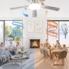 52 Inch Ceiling Fan with Lights and Remote, 30W 12" LED Panel Flush Mount Ceiling Fan, 6-Speed Quiet DC Motor Modern Low Profile Ceiling Fan with Reversible Blades for Bedroom, Living Room, Patio