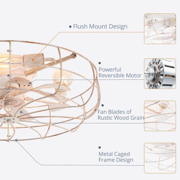 71uvqflVeRL._AC_SL1500_.jpg windphoto 23" Caged Farmhouse Ceiling Fans with Lights and Remote/App, White | Flush Mount Bladeless Low Profile, Fandalier Large Rustic, Industrial Enclosed, Quiet & Powerful for Bedroom, Kitchen, Indoor