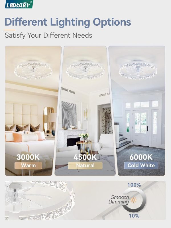 71uzcuktZeL._AC_SL1500_.jpg windphoto 16.5" Black Caged Ceiling Fan and 20" White Low Profile CCT Dimmable LED Ceiling Fan with Light & Remote, 6 Speed, Timing for Outdoor and Bedroom, Kitchen