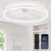windphoto 30" Ceiling Fans with Lights and Remote, Low Profile Led Fan Light | Flush Mount, Stepless Dimmable Fandelier, 6 Speeds, 3 CCT, Quiet Reversible DC Motor, 2H Timer, Bedroom, Living Room, White