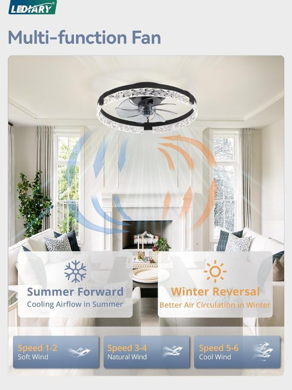 71vRIJml-mL._AC_SL1500_.jpg windphoto 20 Inch Low Profile Ceiling Fans with Lights and Remote, Fandelier Ceiling Fan Flush Mount, 3000K-6000K Dimmable LED Fan Light, Black Modern Ceiling Fans with Lights for Bedroom | Flush Mount, Fandelier, 3000K-6000K, Dimmable LED, for Bedroom