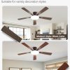52 Inch Ceiling Fan with Lights and Remote, 30W 12" LED Panel Flush Mount Ceiling Fan, 6-Speed Quiet DC Motor Modern Low Profile Ceiling Fan with Reversible Blades for Bedroom, Living Room, Patio