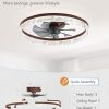 windphoto 20" Modern Ceiling Fans with Lights and Remote, Dimmable Low Profile Ceiling Fan, Flush Mount Ceiling Fan, Stepless Color Temperature Change and 6 Speeds - Brown | Fandelier, Dimmable Low Profile, Flush Mount, Stepless Color Temperature Change, 6 Speeds, Bedroom, Living Room, Kitchen