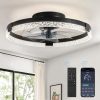 71wRs9kcCyL._AC_SL1500_.jpg windphoto 19.7" Low Profile Ceiling Fans with Lights, APP & Remote, Black | Flush Mount, Dimmable LED, Quiet DC Motor, Reversible, 6 Speeds, Fandelier, for Bedroom