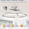 windphoto 20" Low Profile Ceiling Fans with Lights, APP & Remote, Grey | Flush Mount, Dimmable LED, Quiet DC Motor, Reversible, 6 Speeds, Fandelier, for Bedroom