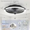 windphoto 20" Low Profile Bladeless Ceiling Fan with Light, Remote&APP, Black | Flush Mount, 6 Speed Adjustable, 3000-6000K Dimmable LED, Modern Enclosed Fandelier with Timming, Bedroom, Kids Room