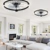 windphoto 2-Pack 20" Ceiling Fans with Lights, APP & Remote, Black | Low Profile, Flush Mount, Fandelier, 3000K-6000K, Dimmable LED, for Bedroom