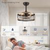 71x9WtjGpyL._AC_SL1500_.jpg windphoto 16.5 inch Caged Fandelier Ceiling Fan Light with Remote, Brown | 6 Speed Adjustable,Timing, Quiet & Powerful DC, Small, Farmhouse, Industrial, Enclosed, Bladeless, Bedroom, Kitchen, Downrod