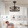 71xV63fXRmL._AC_SL1500_.jpg windphoto 16.5 inch Caged Fandelier Ceiling Fan Light with Remote, Black | 6 Speed Adjustable,Timing, Quiet & Powerful DC, Small, Farmhouse, Industrial, Enclosed, Bladeless, Bedroom, Kitchen, Downrod