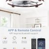 windphoto 24" Ceiling Fans with Lights, Low Profile Fandelier for Bedroom | Flush Mount Fan Light, Stepless Dimmable, App/Remote Control, 3 CCT Led, 6 Speeds, Quiet Reversible DC Motor, Brown