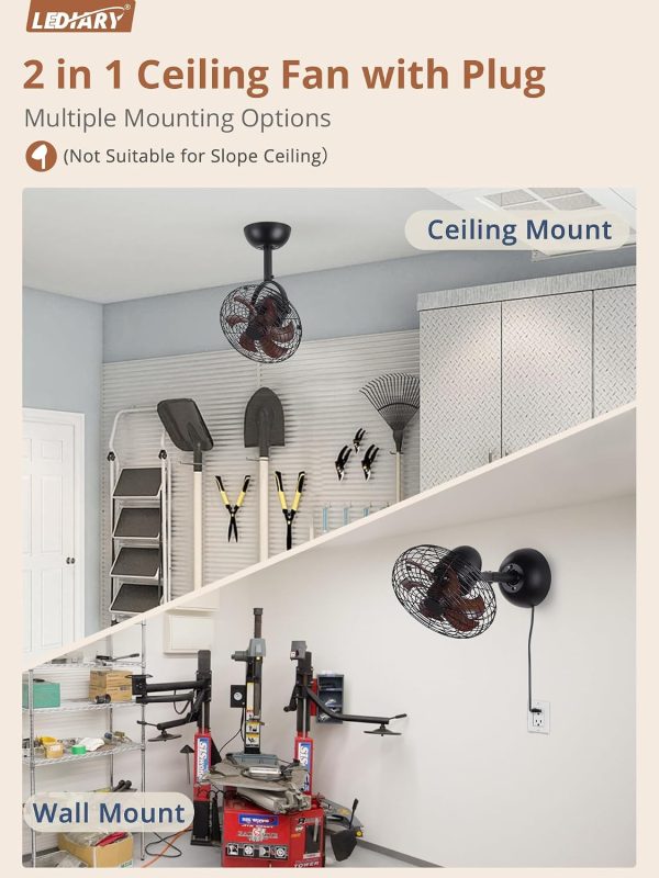 71y-wXze9L._AC_SL1500_.jpg windphoto 10 Inch Small Wall Mount Fan and Remote with Plug in Cord, Walnut | 6 Speed, Adjustable Tilt, Timing, Reversible, Wall Mounted Fan, Indoor, Tabletop, Garage, Shop, Corner Gym, Bedroom, Office