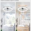 windphoto 20" Ceiling Fans with Lights and Remote for Bedroom, Grey | Low Profile Fan Light, 3000K-6000K Stepless Dimmable Fandelier, 6 Speed, Reversible DC Motor, APP & Remote Control, Low Noice