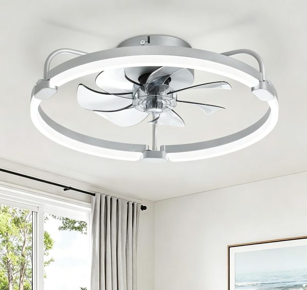 71y9KtqlJTL._AC_SL1500_.jpg windphoto 20" Ceiling Fans with Lights and Remote, Low Profile Led Fan Light | Flush Mount, Stepless Dimmable Fandelier, 6 Speeds, 3 CCT, Quiet Reversible DC Motor, 2H Timer, Bedroom, Living Room, Grey