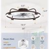 windphoto 24" Ceiling Fans with Lights and Remote, Low Profile Led Fan Light | Flush Mount, Stepless Dimmable Fandelier, 6 Speeds, 3 CCT, Quiet Reversible DC Motor, 2H Timer, Bedroom, Living Room, Brown