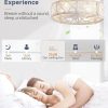 windphoto 20" Caged Farmhouse Ceiling Fan with Light, Flush Mount, White Gold | Remote&APP Control, Small Low Profile, Rustic Fandaliers, Industrial Bladeless Enclosed, Powerful Motor for Bedroom, Kitchen