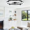 windphoto 24" Ceiling Fans with Lights, Low Profile Fandelier for Bedroom | Flush Mount Fan Light, Stepless Dimmable, App/Remote Control, 3 CCT Led, 6 Speeds, Quiet Reversible DC Motor, Black
