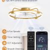 windphoto 24" Ceiling Fans with Lights and Remote, Low Profile Led Fan Light | Flush Mount, Stepless Dimmable Fandelier, 6 Speeds, 3 CCT, Quiet Reversible DC Motor, 2H Timer, Bedroom, Living Room, Gold
