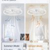 windphoto 26" Ceiling Fans with Lights and Remote, Low Profile Led Fan Light | Flush Mount, Stepless Dimmable Fandelier, 6 Speeds, 3 CCT, Quiet Reversible DC Motor, 2H Timer, Bedroom, Living Room, White