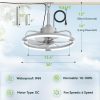 windphoto 20" Waterproof Grey Outdoor Ceiling Fan with Light for Gazebo | IP65 Wet Rated,APP Control,6-Speeds,3CCT Dimmable,Reverse DC Motor,Suitable for 10' x 12' Area,Plug In for Patio,Porch