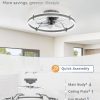 windphoto 24'' Modern Low Profile Ceiling Fans with Lights and Remote, Gray | 3000-6000K Dimmable LED, 6 Wind Speeds, Quiet Reversible DC Motor, Small Flush Mount Fandelier for Bedroom, Living Room