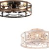 windphoto Caged Ceiling Fan with Light and Remote, Small Low Profile Ceiling Fans with Lights, 6 Speed and Reversible Farmhouse Flush Mount Ceiling Fan for Bedroom, Kitchen, Living room
