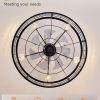 windphoto 30 inch Fandelier Caged Ceiling Fan with Light and Remote, Black | 6 Speed Adjustable,Timing, Quiet & Powerful DC, Large, Farmhouse, Industrial, Enclosed, Bladeless, Bedroom, Kitchen, Downrod