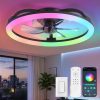 71zzbQHm0yL._AC_SL1500_.jpg windphoto 23" Ceiling Fans with Lights and Remote for Bedroom, Black | RGB Low Profile Fan Light, 3000K-6000K Stepless Dimmable, 6 Speed, Reversible DC Motor, APP & Remote Control, Low Noice