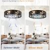 windphoto 20" Caged Farmhouse Ceiling Fan with Light, Flush Mount, Black | Remote&APP Control, Small Low Profile, Rustic Fandaliers, Industrial Bladeless Enclosed, Powerful Motor for Bedroom, Kitchen
