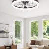 windphoto 20" Ceiling Fans with Lights and Remote for Bedroom, Brown | Low Profile Fan Light, 3000K-6000K Stepless Dimmable Fandelier, 6 Speed, Reversible DC Motor, APP & Remote Control, Low Noice