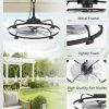 windphoto 24" Waterproof Black Outdoor Ceiling Fan with Light for Gazebo | IP65 Wet Rated,APP Control,6-Speeds,3CCT Dimmable,Reverse DC Motor,Suitable for 12' x 14' Area,Plug In for Patio,Porch