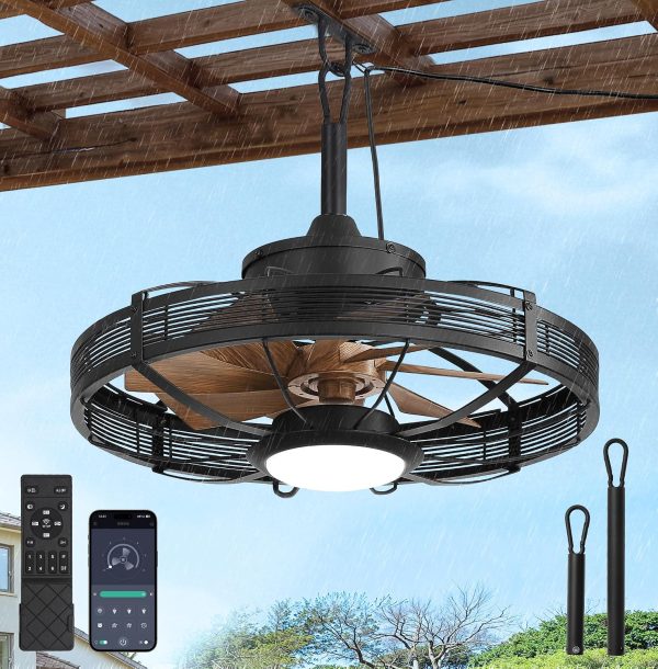 8103B9w9kL._AC_SL1500_.jpg windphoto 20" Brown IP65 Waterproof Outdoor Ceiling Fan with Light for Patios | APP&Remote Control,6-Speeds,3CCT Dimmable,Reverse DC Motor, Suitable for 10' x 12' Area,for Gazebo,Porch