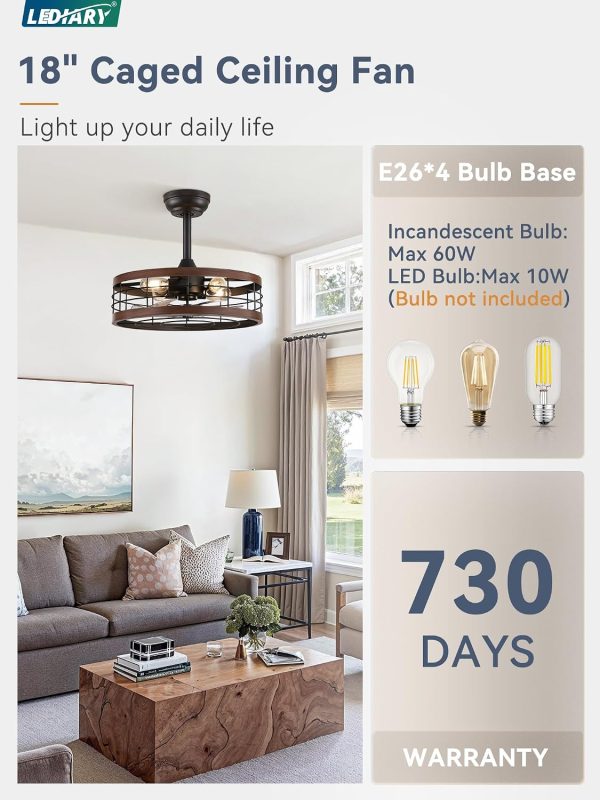 8103byBmY9L._AC_SL1500_.jpg windphoto 18 inch Caged Fandelier Ceiling Fan Light with Remote, Walnut | 6 Speed Adjustable,Timing, Quiet & Powerful DC, Small, Farmhouse, Industrial, Enclosed, Bladeless, Bedroom, Kitchen, Downrod