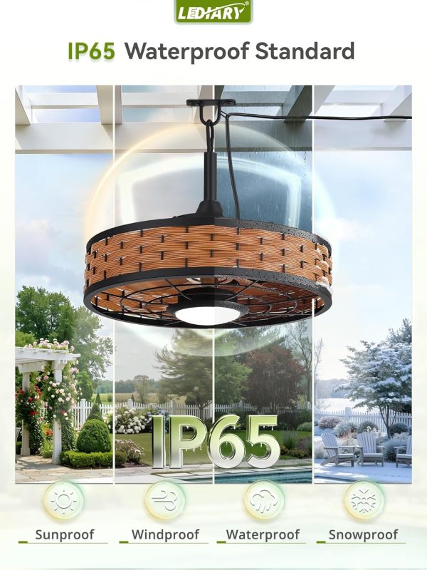 810JlzmXKML._AC_SL1500_.jpg windphoto 20" Brown Waterproof Outdoor Ceiling Fan with Light for Patios | IP65 Wet Rated,No Assembling,3CCT Dimmable,6-Speeds,Boho Rattan,Remote&APP Control, for Gazebo,Porch