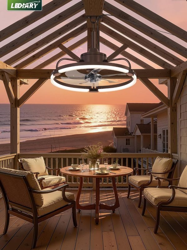 810RK2jXvL._AC_SL1500_.jpg windphoto 20" Waterproof Brown Outdoor Ceiling Fan with Light for Gazebo | IP65 Wet Rated,APP Control,6-Speeds,3CCT Dimmable,Reverse DC Motor,Suitable for 10' x 12' Area,Plug In for Patio,Porch