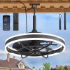 windphoto 24" Outdoor Ceiling Fans with Light, IP65 Waterproof Gazebo Fan | Outdoor Fan with Hanging Hook, Remote & App Control, 3CCT Dimmable,Timer, Caged Plug in Ceiling Fan for Patio, Porch, Pergola