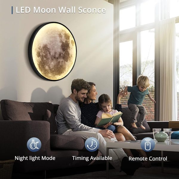 810nXlos9sL._AC_SL1500_.jpg Dimmable Moon Wall Light 19.6 inch Wall Lights with Remote Control Plug-in Modern LED Wall Light, 24W Black Wall Lamp Indoor Wall Mounted Ceiling Light Fixture for Living Room Bedroom