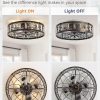 8119BTtpugL._AC_SL1500_.jpg windphoto 20" Caged Ceiling Fan with Light and Remote, Low Profile Flush Mount Fandelier for Bedroom,Kitchen,Indoor,Black and Gold