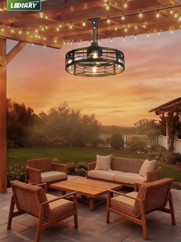 811JXzTquiL._AC_SL1500_.jpg windphoto 22" Outdoor Ceiling Fans with Light,IP65 Waterproof Gazebo Fan | Outdoor Fan with Hanging Hook, Plug in, Remote Control,Caged, 6 Speeds, 4Timer, for Patio, Porch, Pergola, Canopy