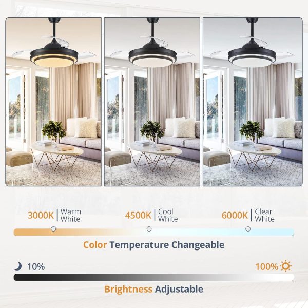 811Mw7vEpuL._AC_SL1500_.jpg windphoto 42 Inch Retractable Ceiling Fans with Lights and Remote | Fandelier Ceiling Fans with LED Light, Modern Ceiling Fan, Stepless Color Changeable, Dimmable, Timer Setting, Black