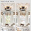 windphoto 20" Caged Low Profile Ceiling Fan with Light and Remote Black Gold | Flush Mount, Bladeless Enclosed Fandelier, 6 Speed, Quiet Powerful DC, Rustic,Farmhouse, Small, Bedroom, Kitchen, Indoor