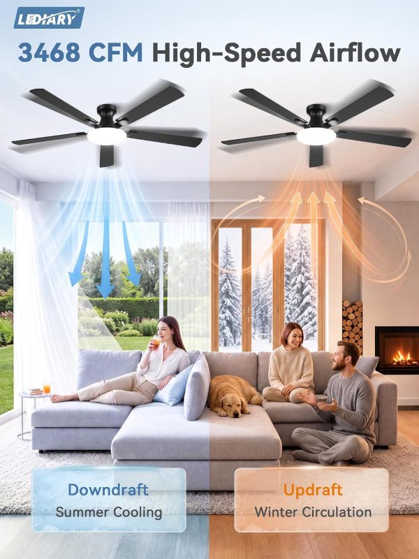 812JPbtjWTL._AC_SL1500_.jpg windphoto 60 Inch Flush Mount Ceiling Fans with Lights, Remote & APP Control | 3CCT,Stepless Dimmable,Memory Function,Timer,6-speed,Reversible Blade, Quiet DC Motor, Damp-Rated, Living Room, Covered Patio