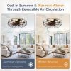 windphoto 26" Caged Farmhouse Ceiling Fans with Lights and Remote/App, Black | Flush Mount Bladeless Low Profile, Fandalier Large Rustic, Industrial Enclosed, Quiet & Powerful for Bedroom, Kitchen, Indoor